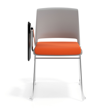 chaise avec tablette gris orange avec une ecritoire rembourree tissu sans accoudoirs 6