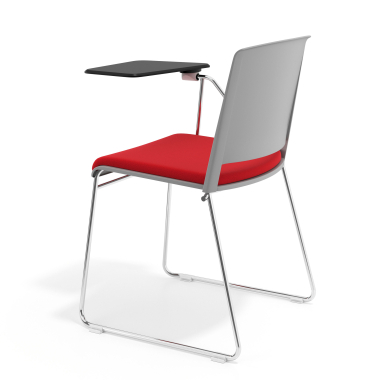chaise avec tablette gris rouge avec une ecritoire rembourree tissu sans accoudoirs 5
