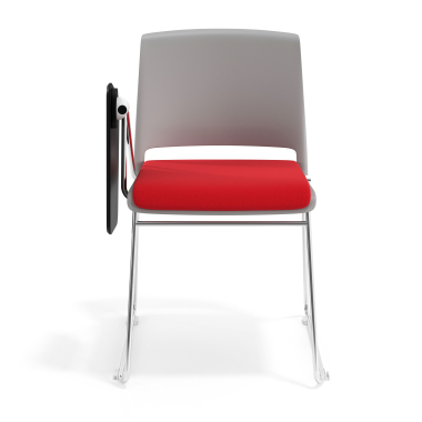 chaise avec tablette gris rouge avec une ecritoire rembourree tissu sans accoudoirs 6