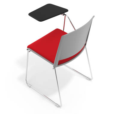chaise avec tablette gris rouge avec une ecritoire rembourree tissu sans accoudoirs 7