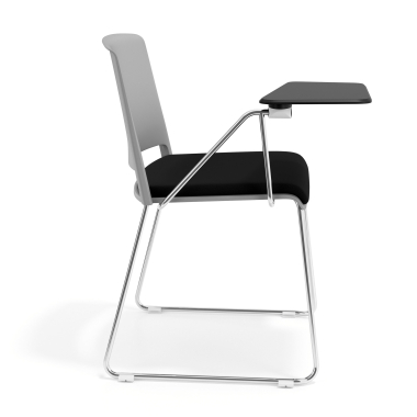 chaise avec tablette gris noir avec une ecritoire rembourree tissu sans accoudoirs 3