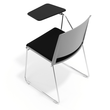 chaise avec tablette gris noir avec une ecritoire rembourree tissu sans accoudoirs 7