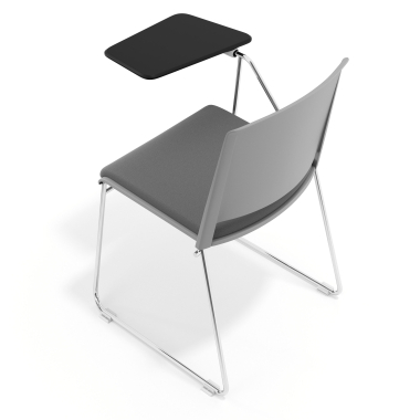 chaise avec tablette gris gris avec une ecritoire rembourree tissu sans accoudoirs 7