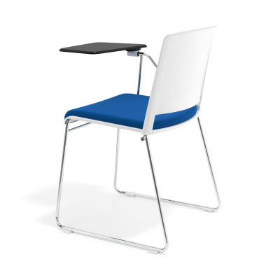 chaise avec tablette blanc bleu avec une ecritoire rembourree tissu sans accoudoirs 5