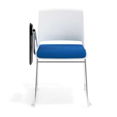 chaise avec tablette blanc bleu avec une ecritoire rembourree tissu sans accoudoirs 6