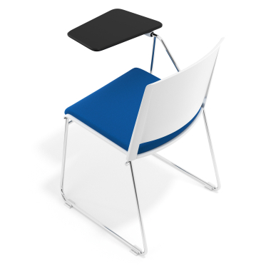 chaise avec tablette blanc bleu avec une ecritoire rembourree tissu sans accoudoirs 7