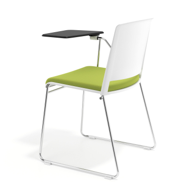 chaise avec tablette blanc vert avec une ecritoire rembourree tissu sans accoudoirs 5