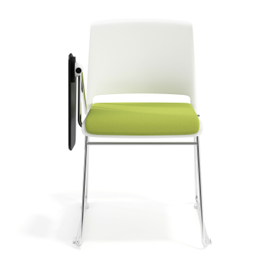 chaise avec tablette blanc vert avec une ecritoire rembourree tissu sans accoudoirs 6