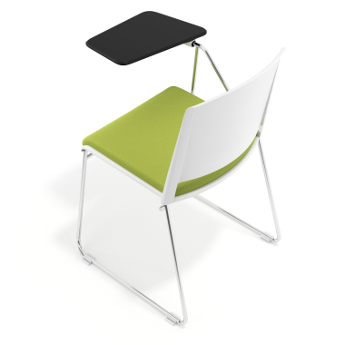 chaise avec tablette blanc vert avec une ecritoire rembourree tissu sans accoudoirs 7