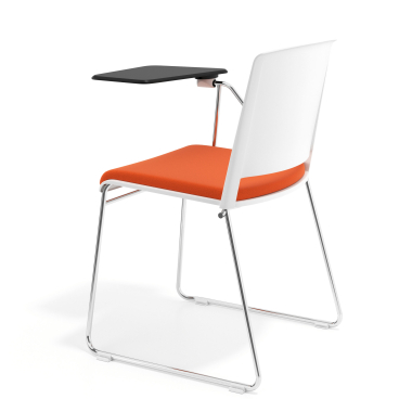 chaise avec tablette blanc orange avec une ecritoire rembourree tissu sans accoudoirs 5