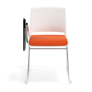 chaise avec tablette blanc orange avec une ecritoire rembourree tissu sans accoudoirs 6