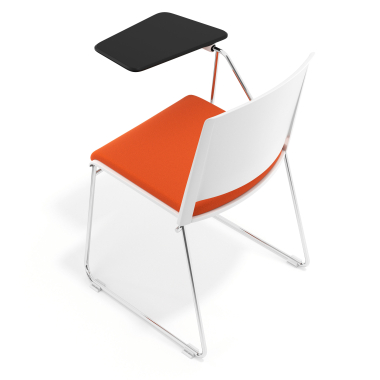 chaise avec tablette blanc orange avec une ecritoire rembourree tissu sans accoudoirs 7