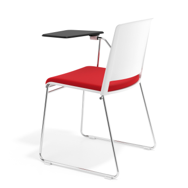 chaise avec tablette blanc rouge avec une ecritoire rembourree tissu sans accoudoirs 5