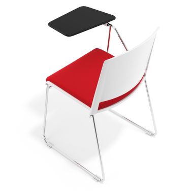 chaise avec tablette blanc rouge avec une ecritoire rembourree tissu sans accoudoirs 7