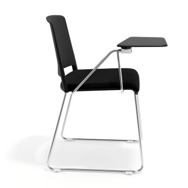 chaise avec tablette noir noir avec une ecritoire rembourree tissu sans accoudoirs 3