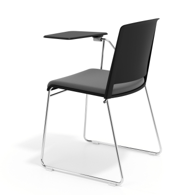 chaise avec tablette noir gris avec une ecritoire rembourree tissu sans accoudoirs 5
