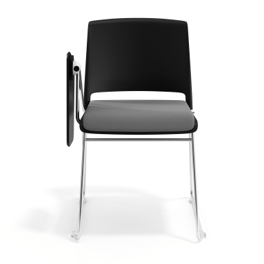 chaise avec tablette noir gris avec une ecritoire rembourree tissu sans accoudoirs 6