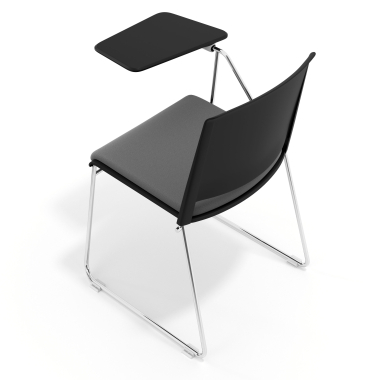 chaise avec tablette noir gris avec une ecritoire rembourree tissu sans accoudoirs 7