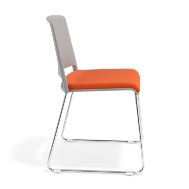 chaise de conference gris orange sans bras tapissee tissu sans accoudoirs 3