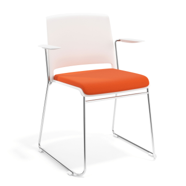 chaise de conference blanc orange avec bras tapisse tissu sans accoudoirs 1
