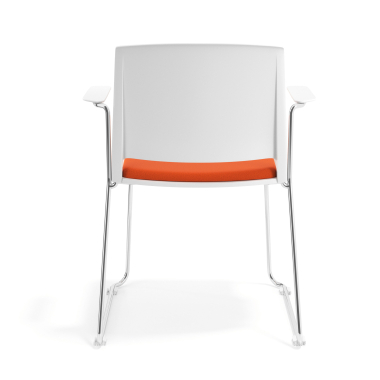 chaise de conference blanc orange avec bras tapisse tissu sans accoudoirs 4