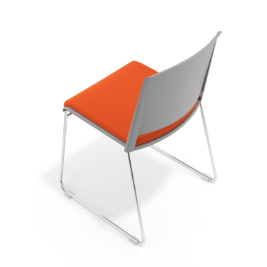 chaise de conference gris orange sans bras tapissee tissu sans accoudoirs 7