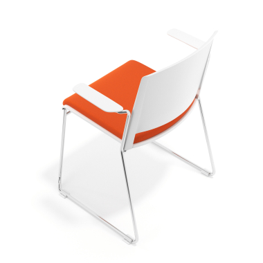 chaise de conference blanc orange avec bras tapisse tissu sans accoudoirs 7