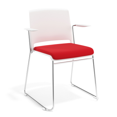 chaise de conference blanc rouge avec bras tapisse tissu sans accoudoirs 1