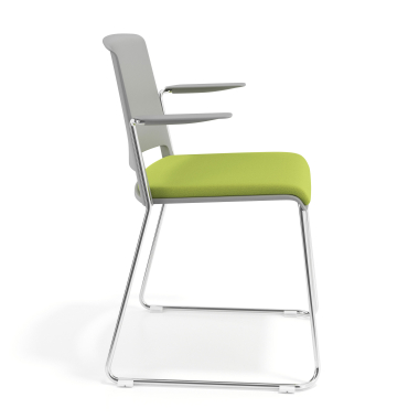 chaise de conference gris vert avec bras tapisse tissu sans accoudoirs 3