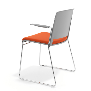 chaise de conference gris orange avec bras tapisse tissu sans accoudoirs 5