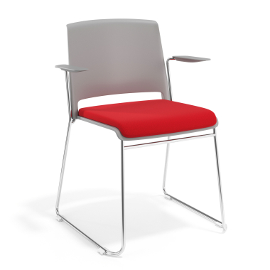 chaise de conference gris rouge avec bras tapisse tissu sans accoudoirs 1