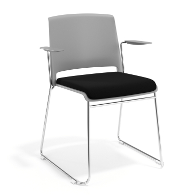 chaise de conference gris noir avec bras tapisse tissu sans accoudoirs 1