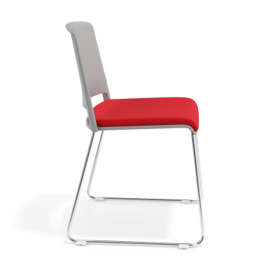 chaise de conference gris rouge sans bras tapissee tissu sans accoudoirs 3