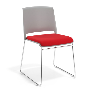 chaise de conference gris rouge sans bras tapissee tissu sans accoudoirs 1