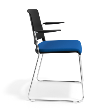 chaise de conference noir bleu avec bras tapisse tissu sans accoudoirs 3