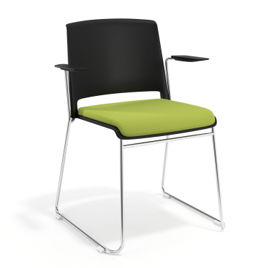 chaise de conference noir vert avec bras tapisse tissu sans accoudoirs 1