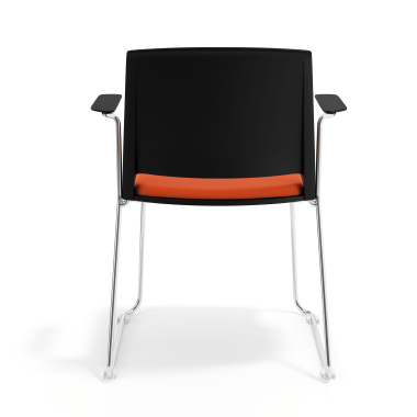 chaise de conference noir orange avec bras tapisse tissu sans accoudoirs 4