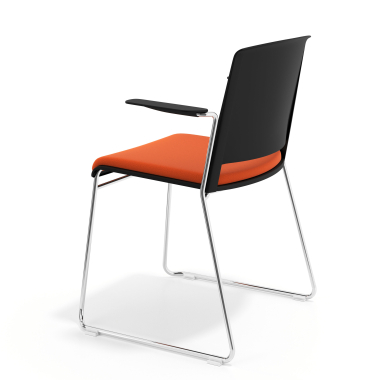 chaise de conference noir orange avec bras tapisse tissu sans accoudoirs 5