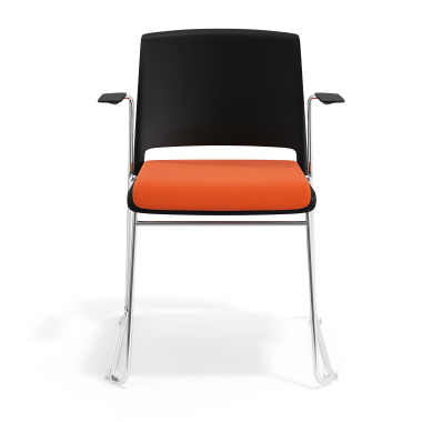 chaise de conference noir orange avec bras tapisse tissu sans accoudoirs 6