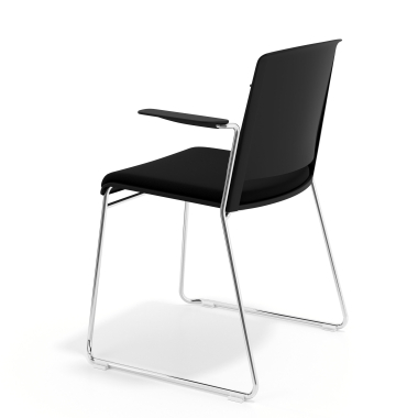 chaise de conference noir noir avec bras tapisse tissu sans accoudoirs 5