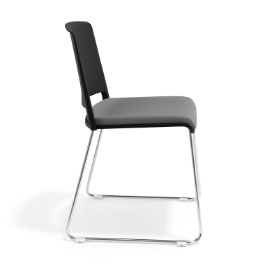 chaise de conference noir gris sans bras tapissee tissu sans accoudoirs 3