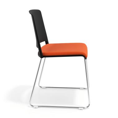chaise de conference noir orange sans bras tapissee tissu sans accoudoirs 3