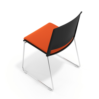 chaise de conference noir orange sans bras tapissee tissu sans accoudoirs 7
