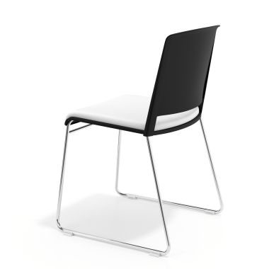 chaise de conference noir blanc sans bras tapissee tissu sans accoudoirs 4