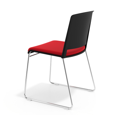 chaise de conference noir rouge sans bras tapissee tissu sans accoudoirs 5