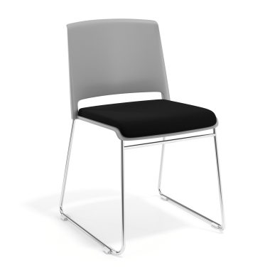 chaise de conference gris noir sans bras tapissee tissu sans accoudoirs 1