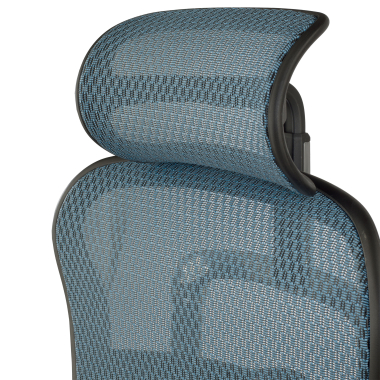 chaise ergonomique bleu structure noire rouge maille accoudoirs reglables 5d appui tete 9