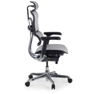 chaise ergonomique gris structure noire rouge maille accoudoirs reglables 5d appui tete 4