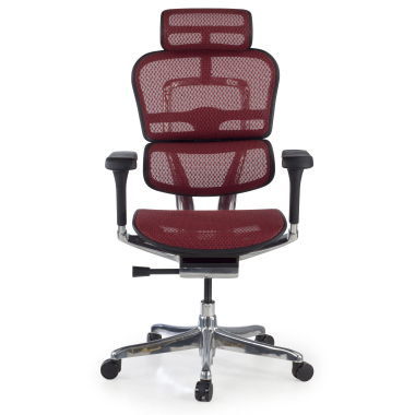 chaise ergonomique rouge structure noire rouge maille accoudoirs reglables 5d appui tete 3