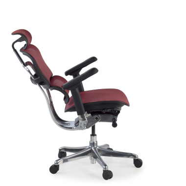 chaise ergonomique rouge structure noire rouge maille accoudoirs reglables 5d appui tete 5